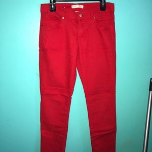 Red skinny jeans